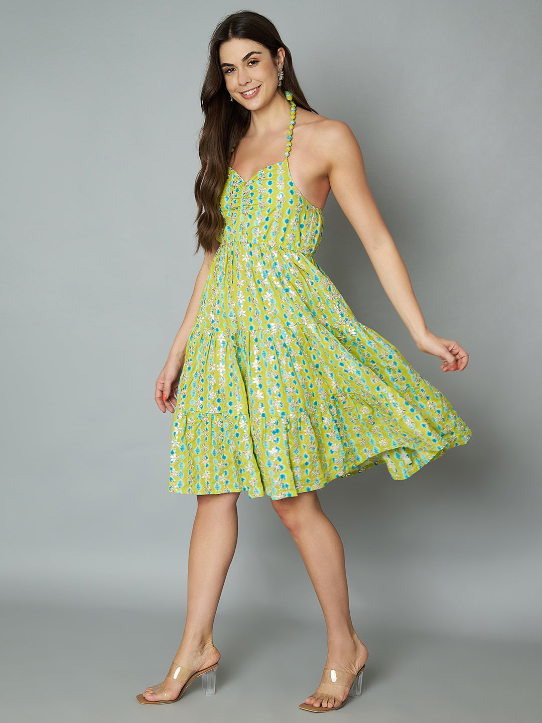Halter Neck Flared Cotton Dress for Women - COTLAND FASHION Halter Neck Flared Cotton Dress for Women - COTLAND FASHION