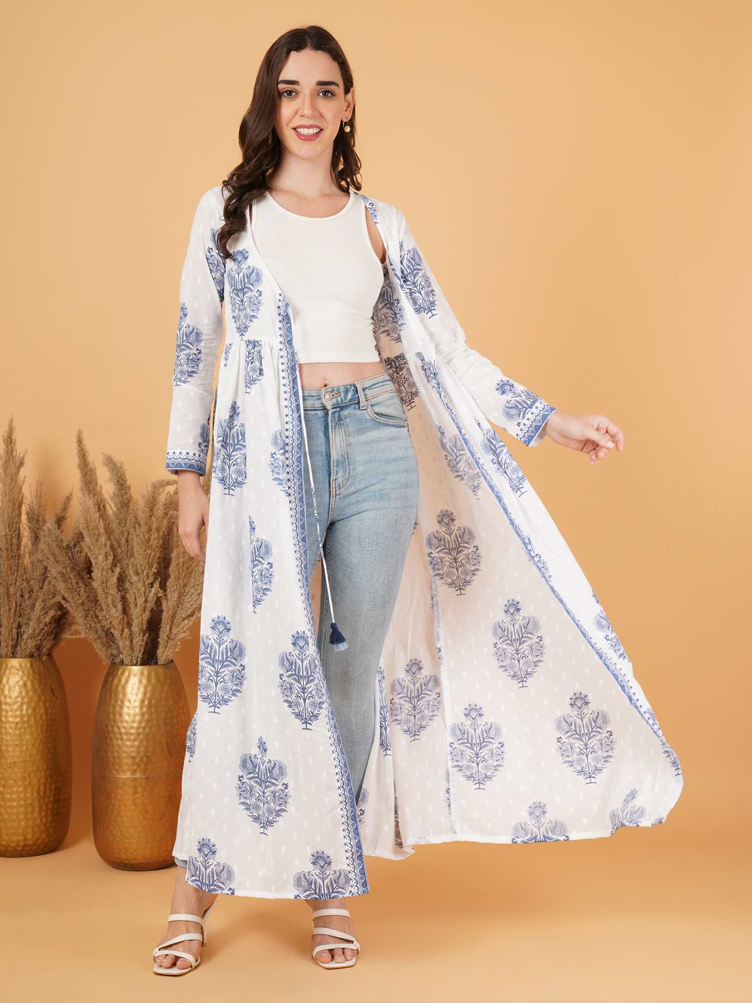 Bohemian Jaipuri Cotton Shrug for Women - Main Image