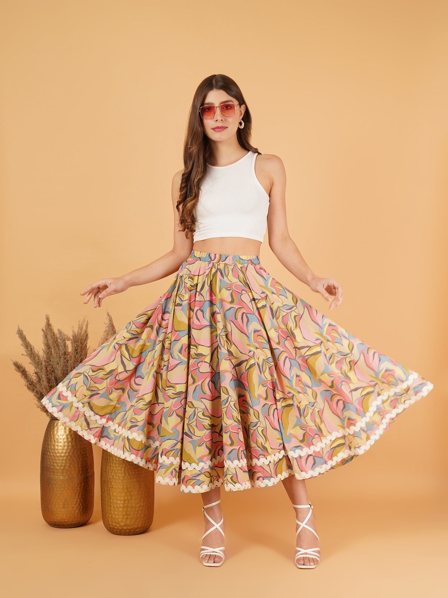 Jaipur Luxe High-Waist Flowy Skirt For Women