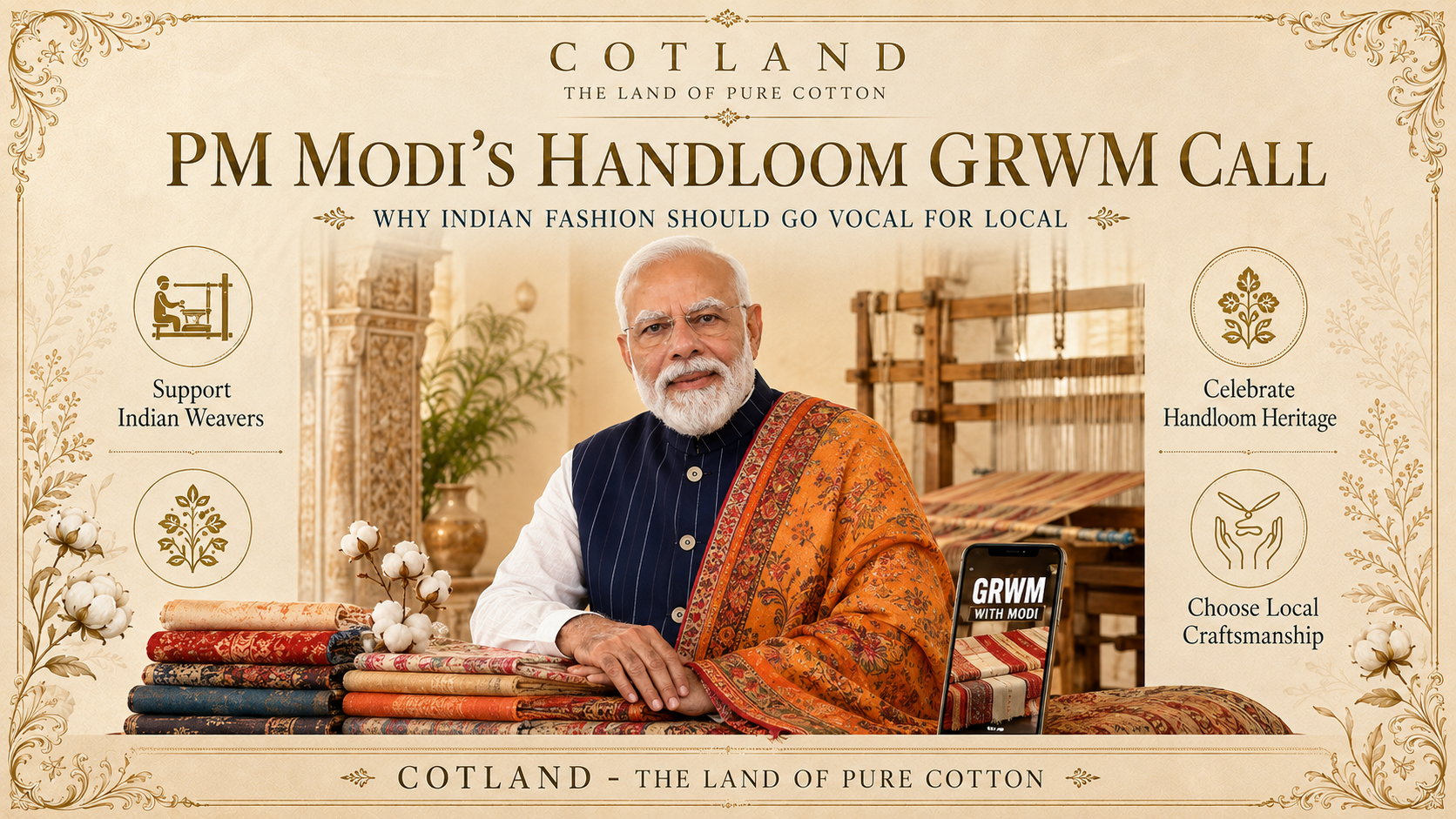 PM Modi handloom GRWM call and Vocal for Local Indian fashion campaign