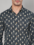 Chemise à manches longues en pur coton à imprimé floral pour homme