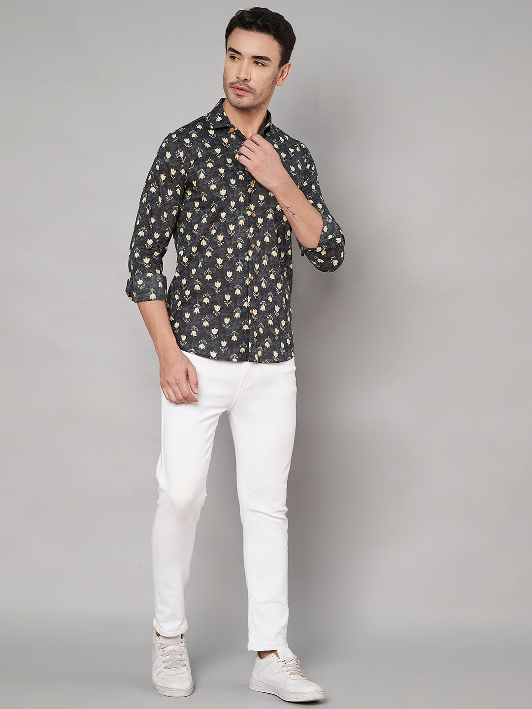 Pure Cotton Floral Print Full Sleeves Shirt For Men