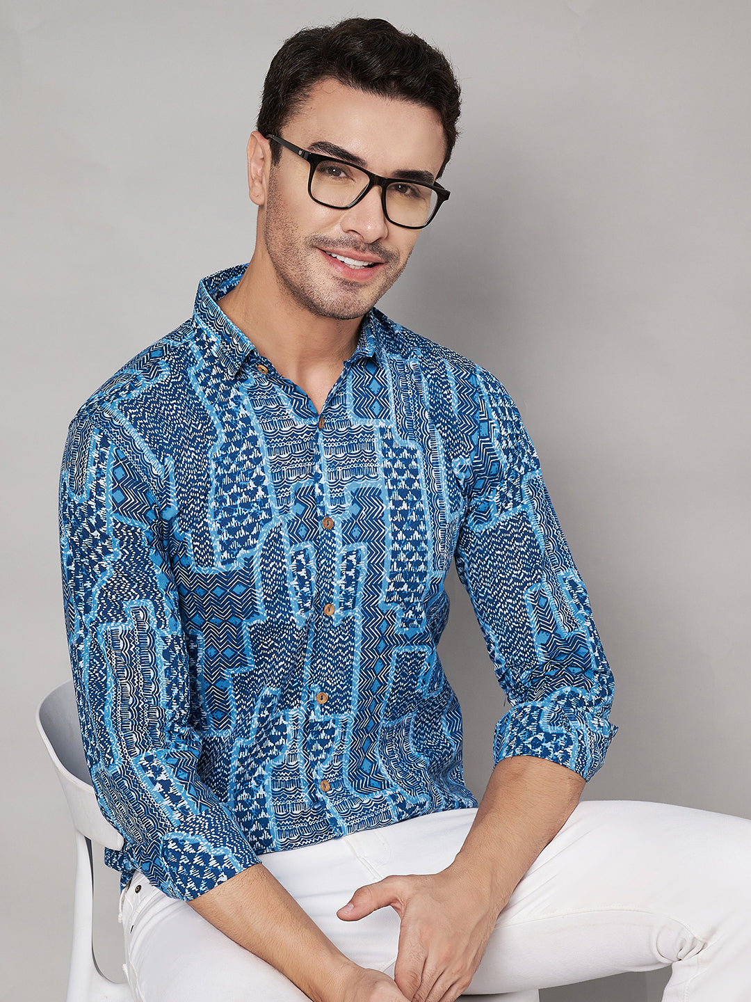 Soft Jaipuri Cotton Casual Shirt With Full Sleeves For Men