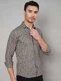 Chemise en pur coton à imprimé bloc pour homme