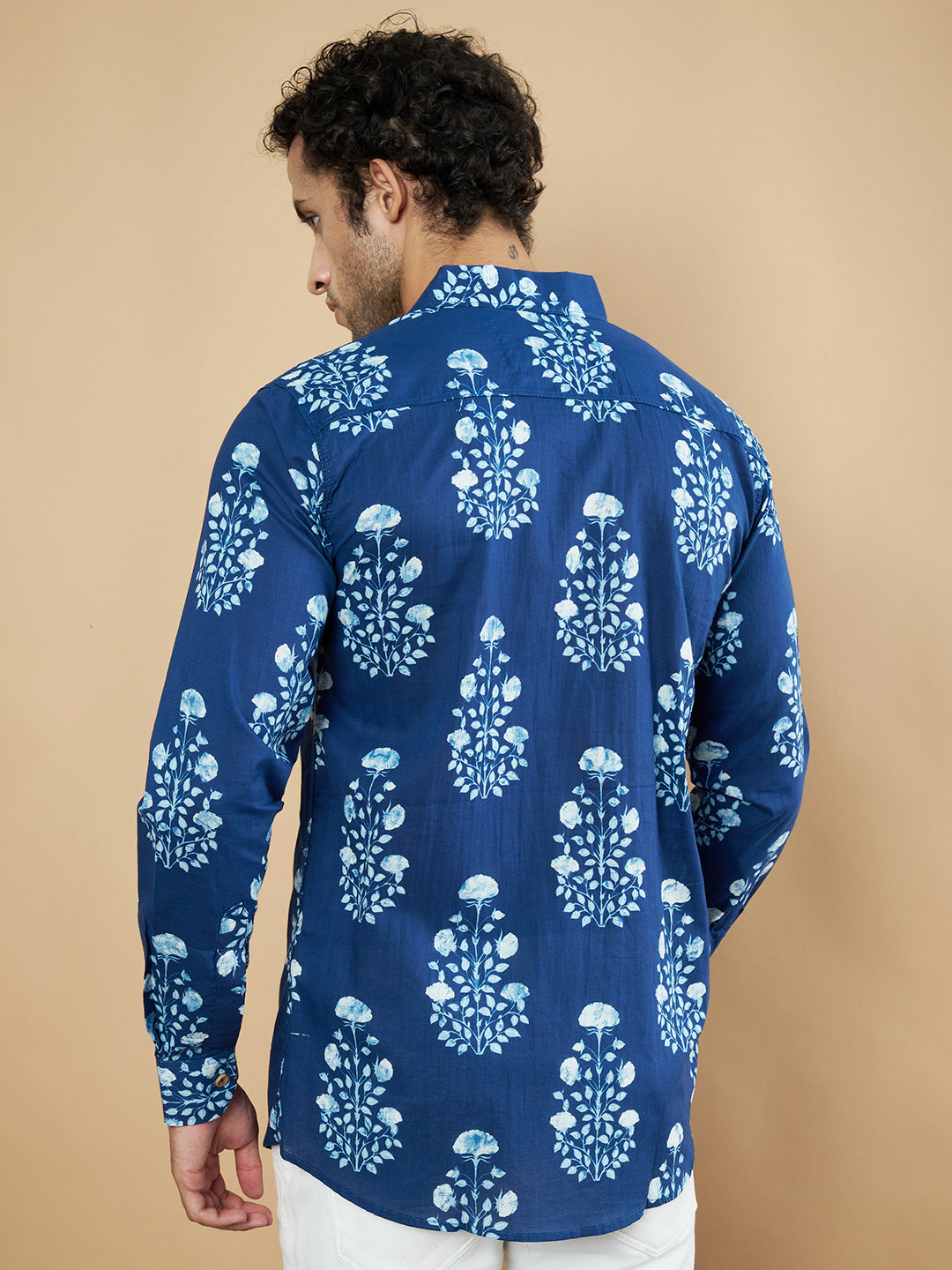 Rajasthani Heritage Langarmhemd aus Baumwolle für Herren