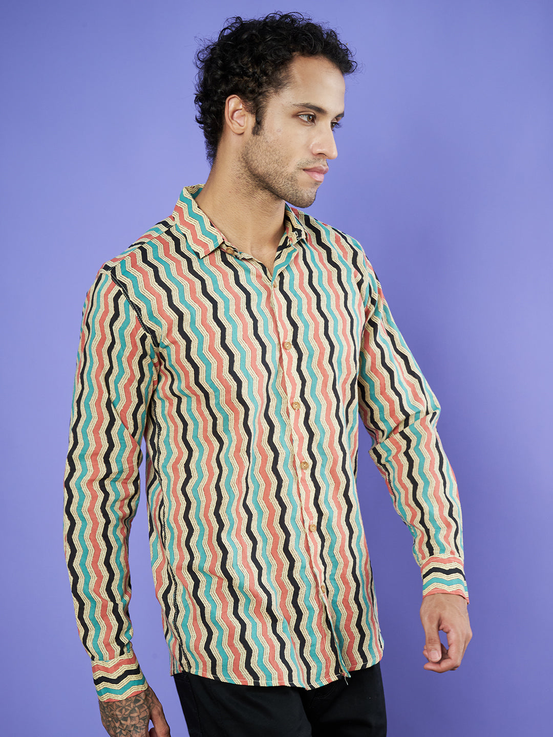 Handcrafted Jaipuri Cotton Full Sleeves Shirt for Men