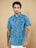 Blue Abstract Printed Cotton Shirt Half Sleeve For Men