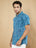 Blue Abstract Printed Cotton Shirt Half Sleeve For Men
