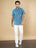 Blue Abstract Printed Cotton Shirt Half Sleeve For Men