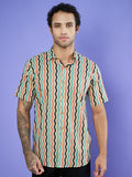 Multicolor Wavy Design Cotton Shirt For Men