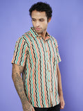 Multicolor Wavy Design Cotton Shirt For Men