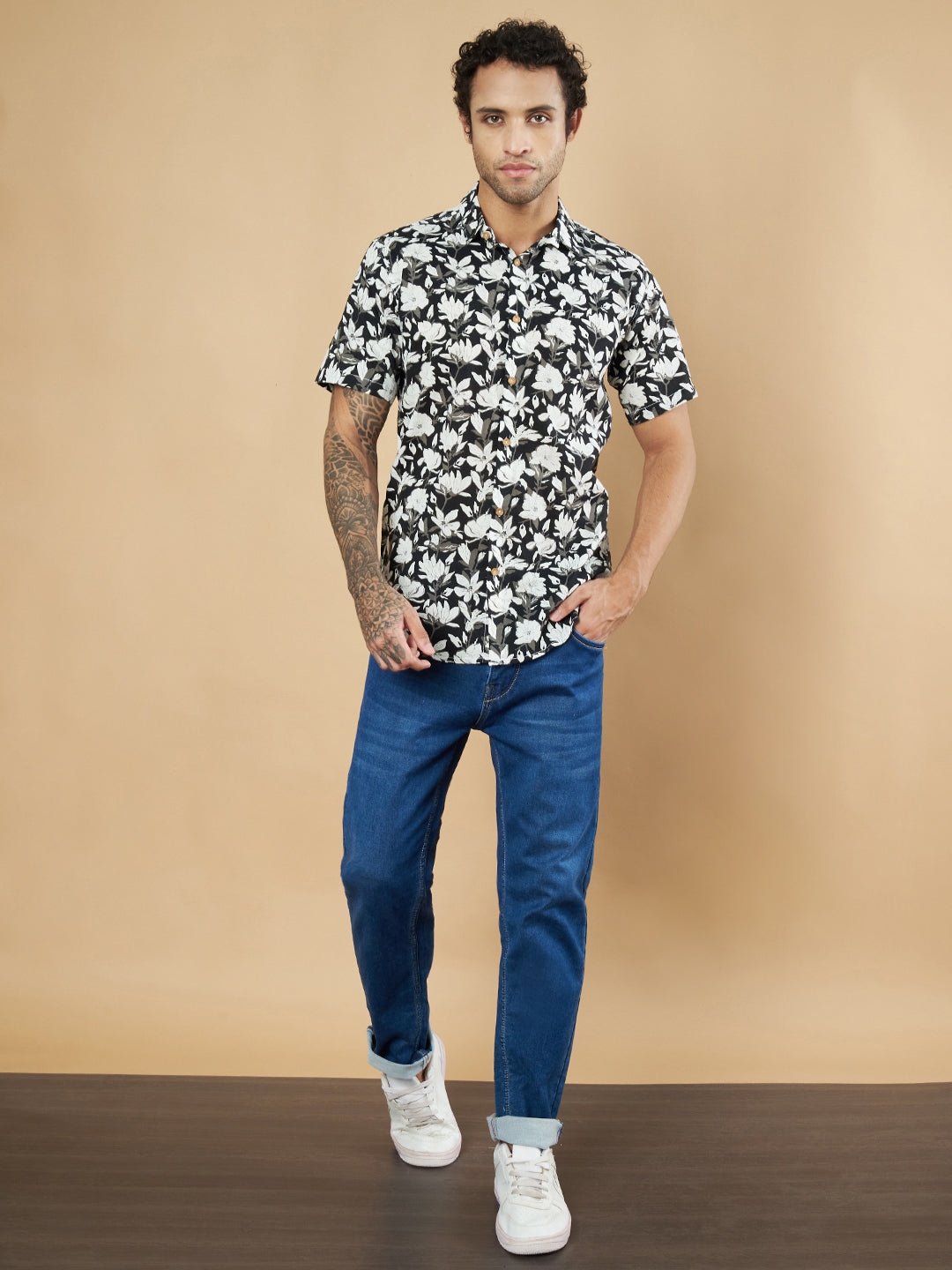 Jaipuri Cotton Floral Print Shirt for Men