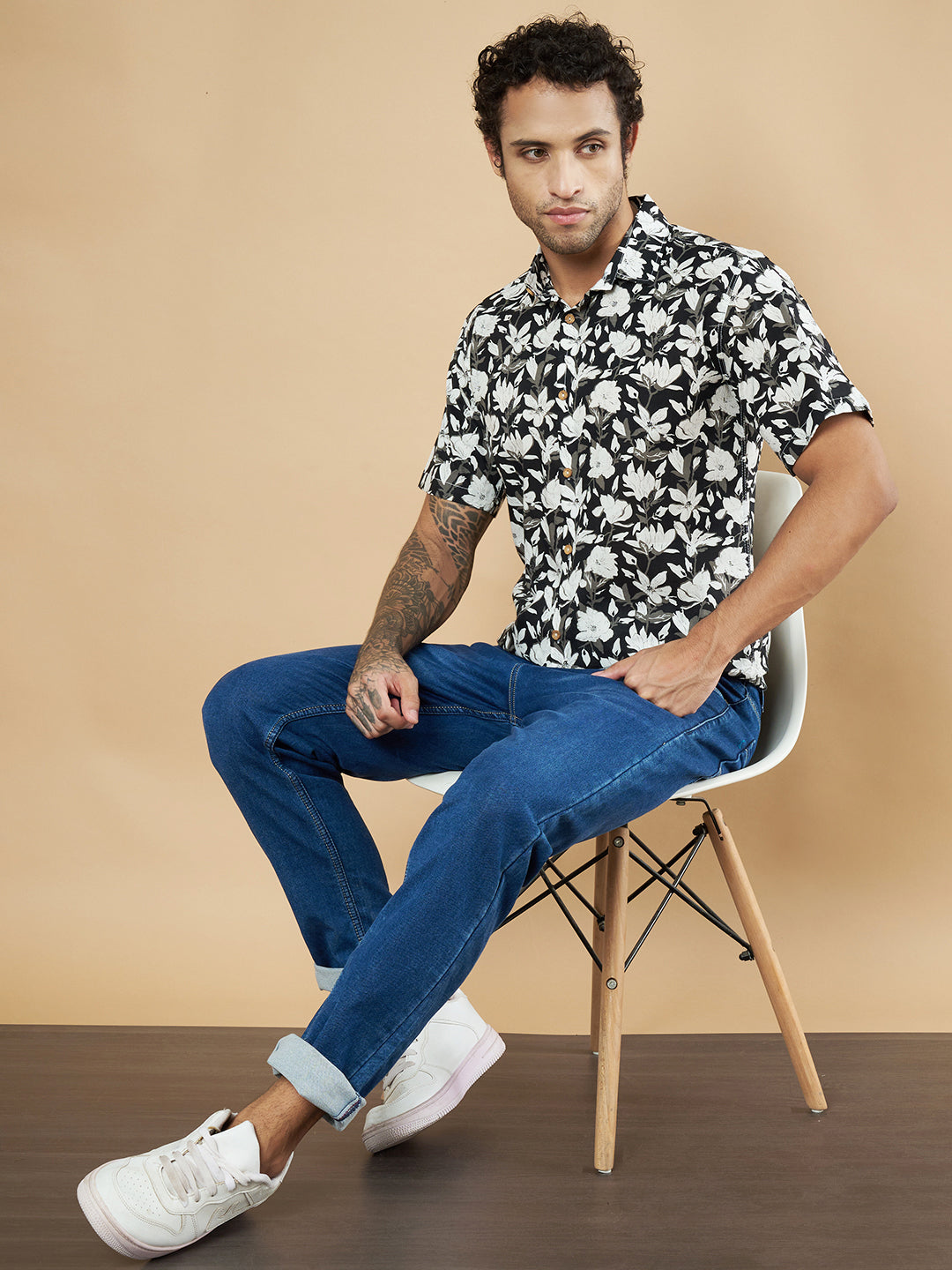 Jaipuri Cotton Floral Print Shirt for Men