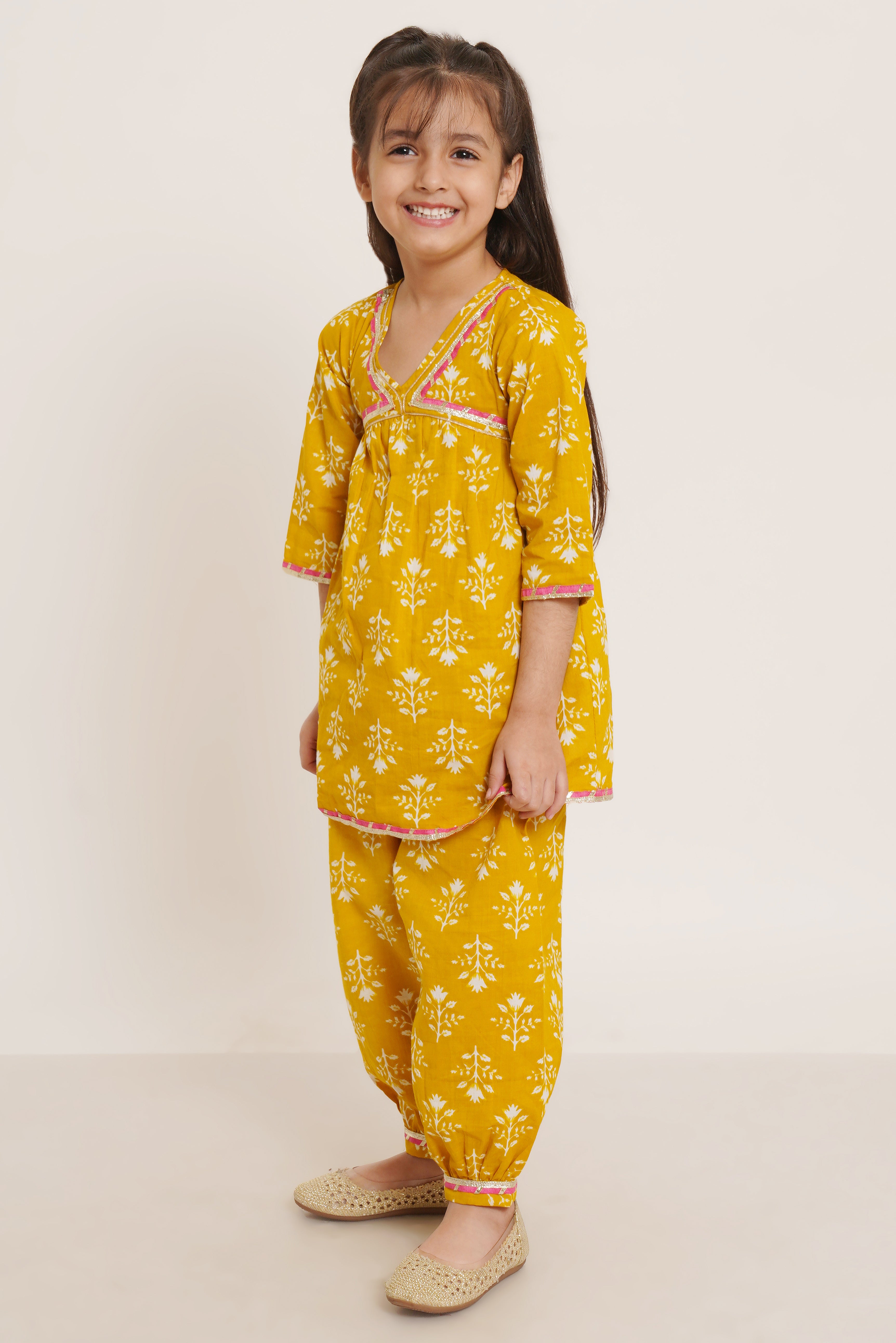 Festive Alia Cut Kurta With Afghani Salwar For Girls