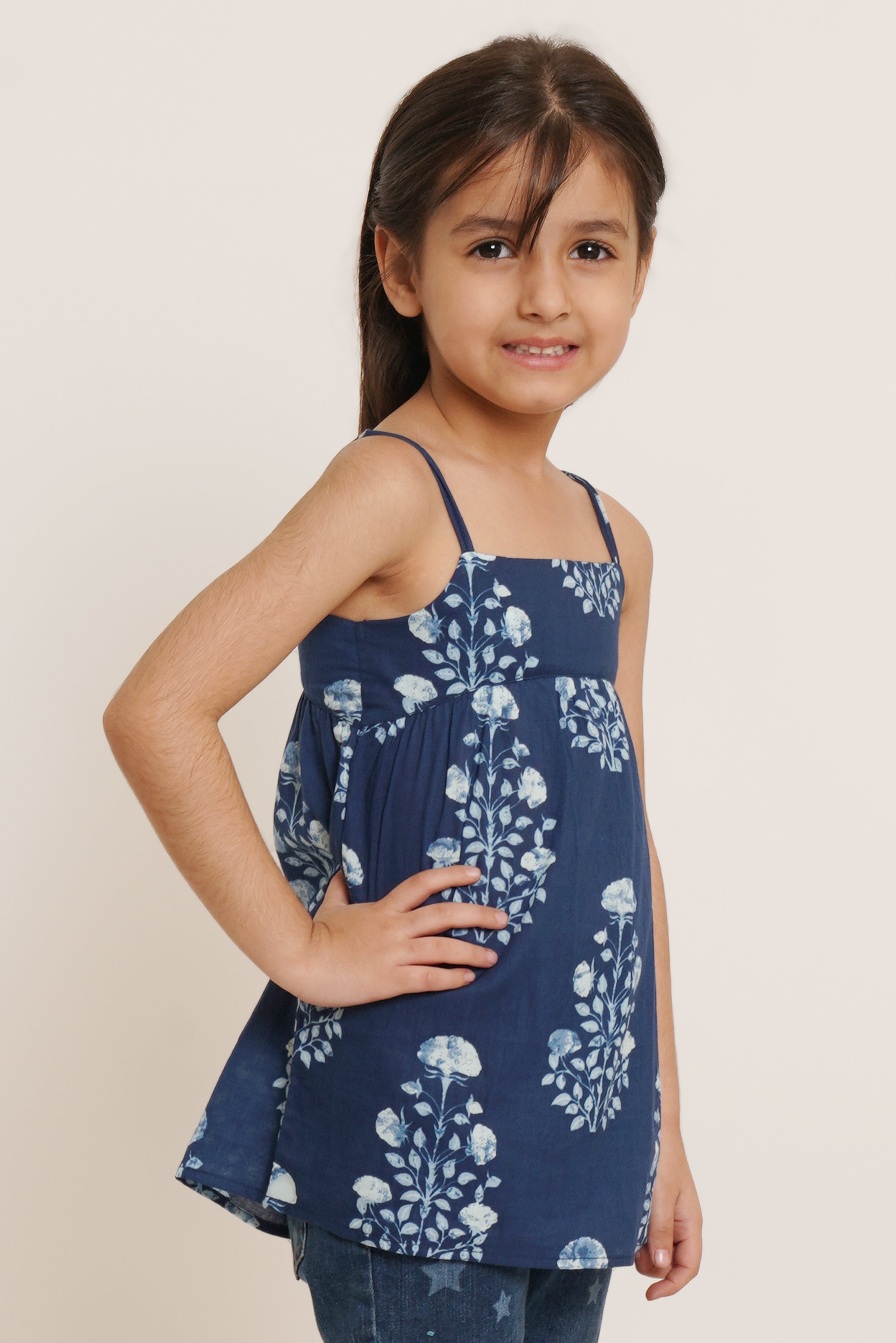 Elegant Jaipuri Cotton Sleeveless Top for Girls - Summer Special