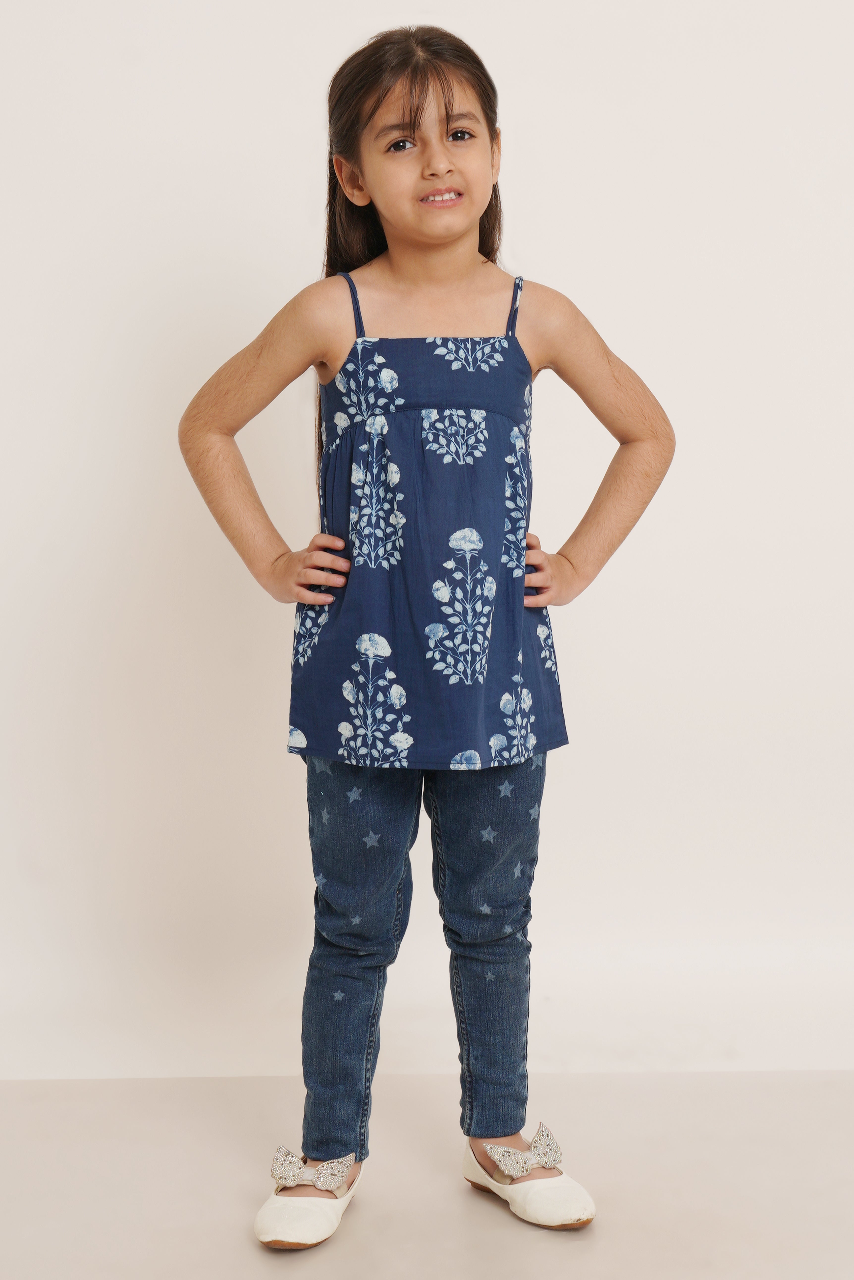 Elegant Jaipuri Cotton Sleeveless Top for Girls - Summer Special