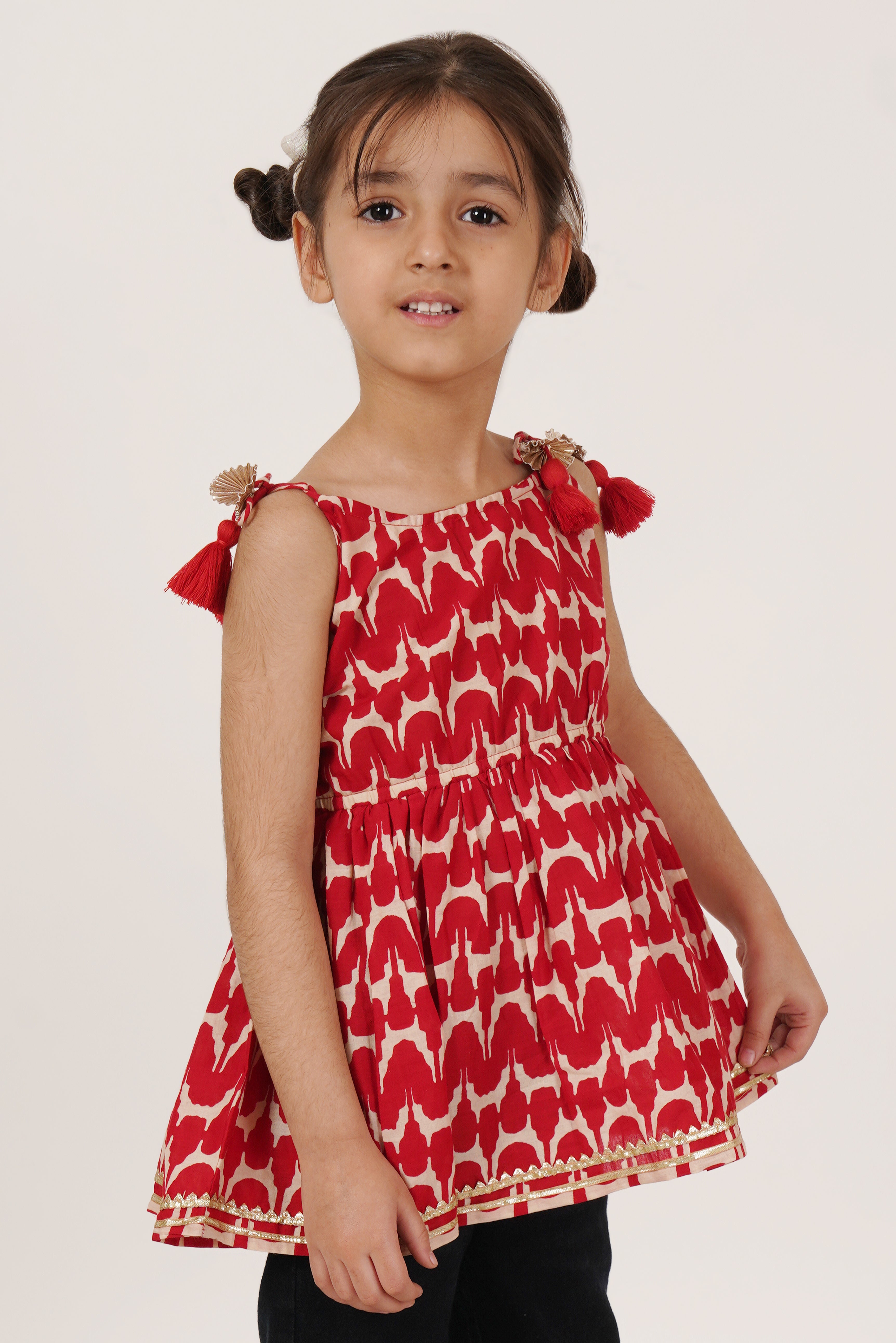 Jaipuri Cotton Printed Sleeveless Top for Girls