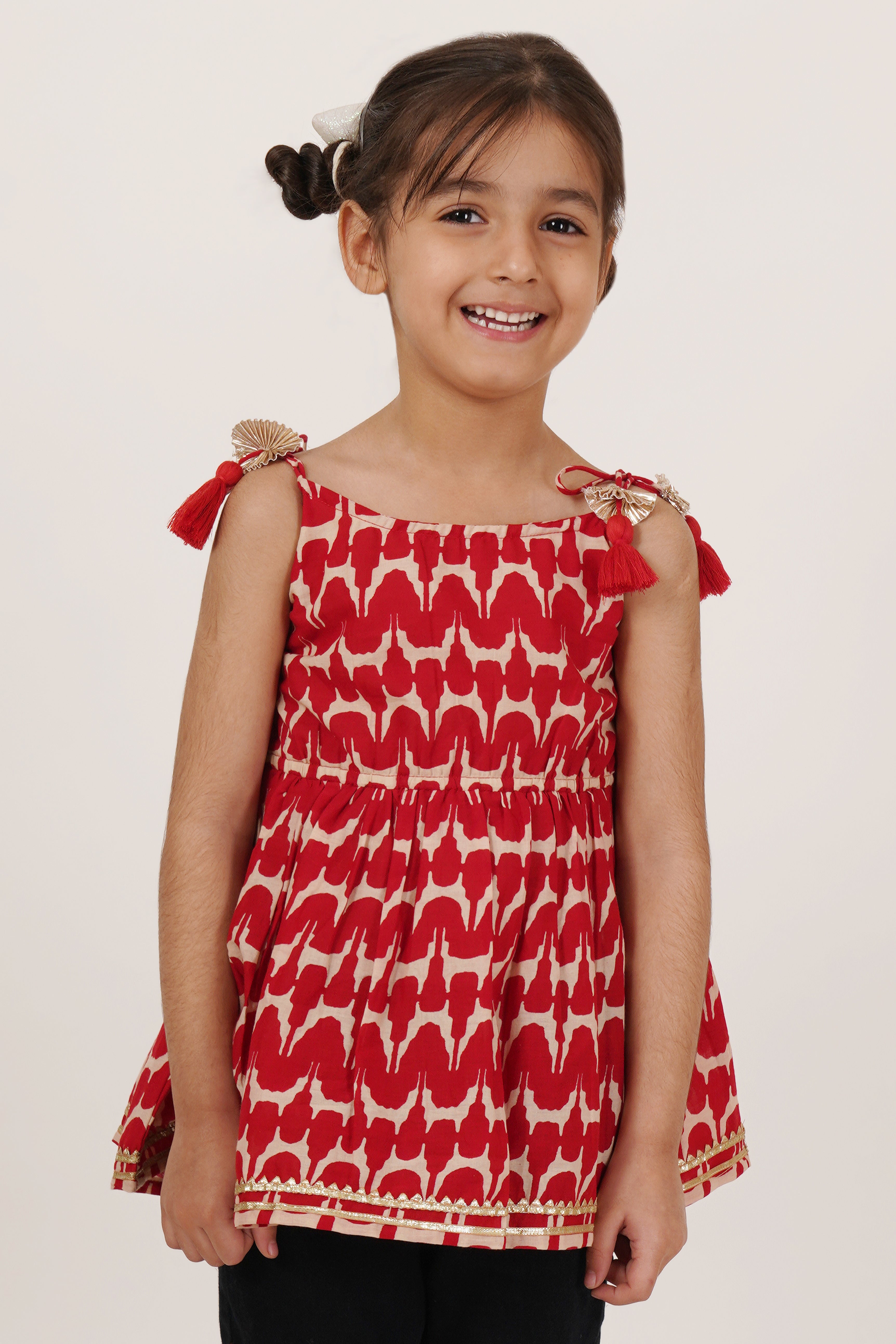 Jaipuri Cotton Printed Sleeveless Top for Girls