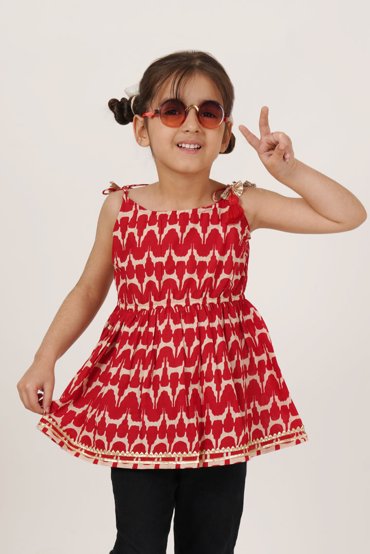 Haut sans manches en coton imprimé Jaipuri pour filles