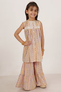 Ethnic Cotton Sleeveless Kurta Set For Girls