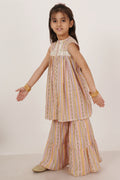 Ethnic Cotton Sleeveless Kurta Set For Girls
