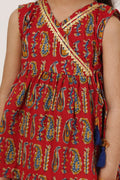 Heritage Cotton Angrakha Top with Pants For Girls