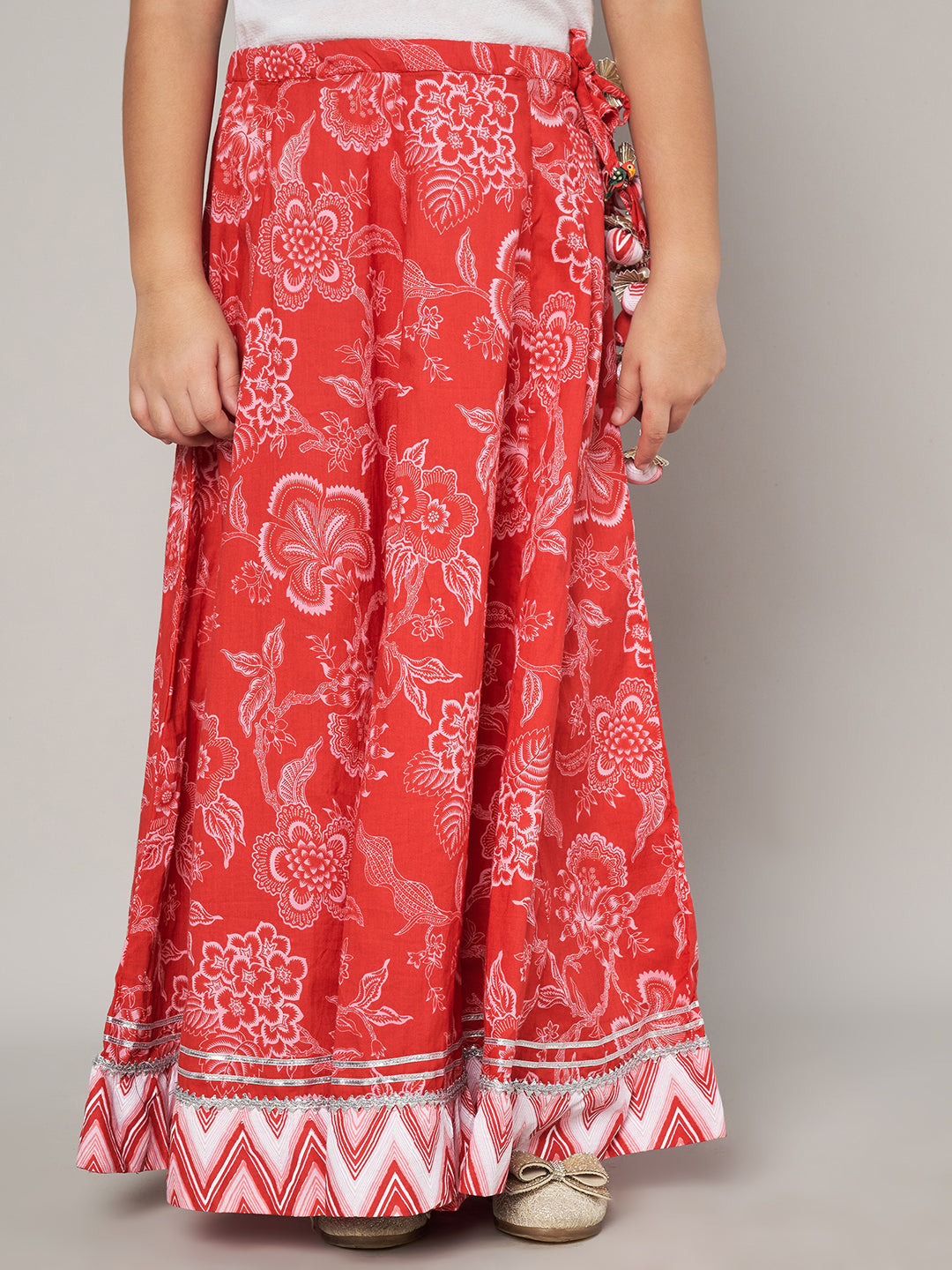 Haut élégant à coupe Alia avec jupe imprimée pour filles