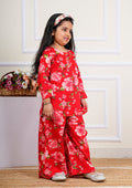 Stylish Red Full Sleeves Kurta and Palazzo for Girls