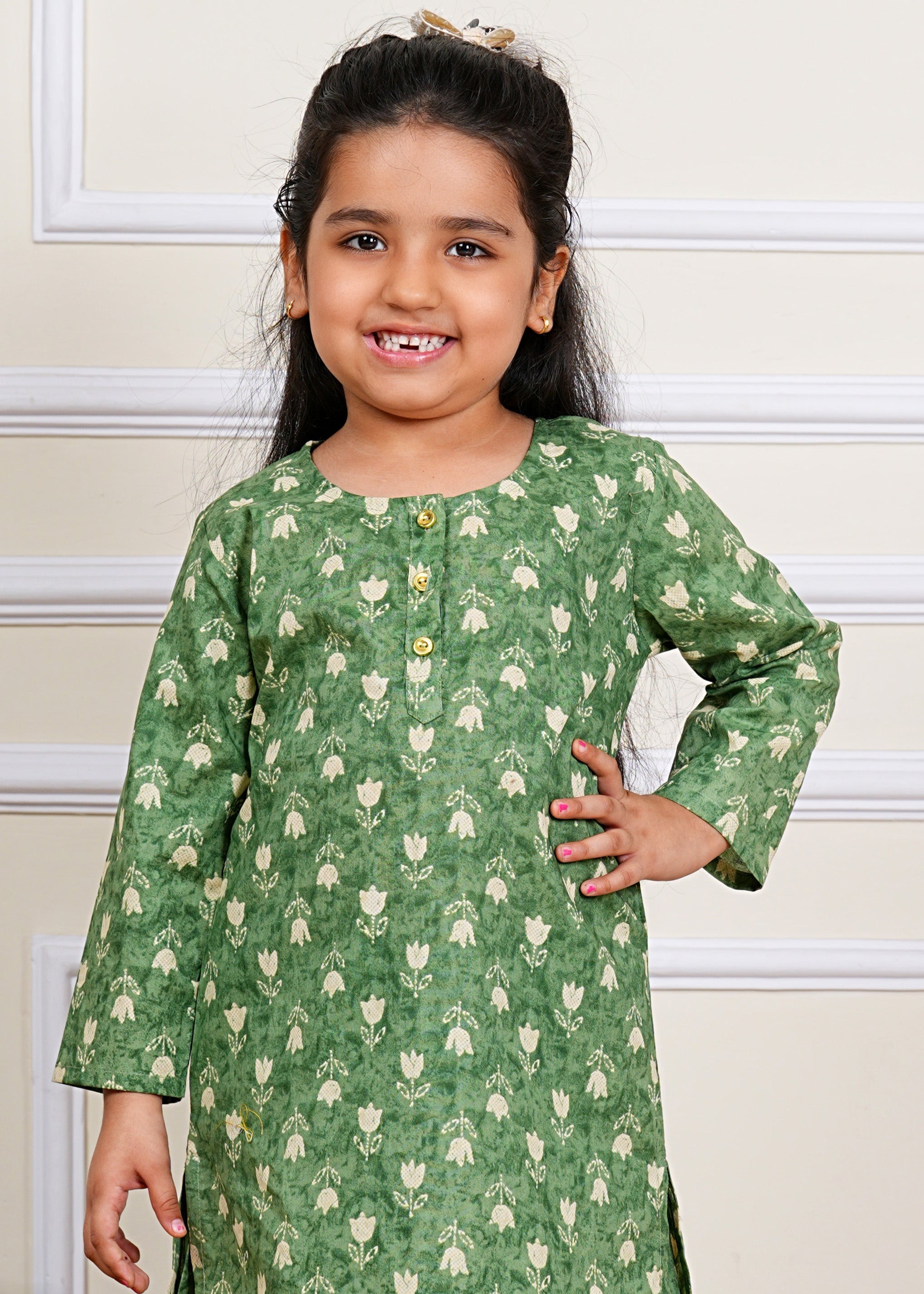 Traditional Jaipuri Kurta And Palazzo For Girls