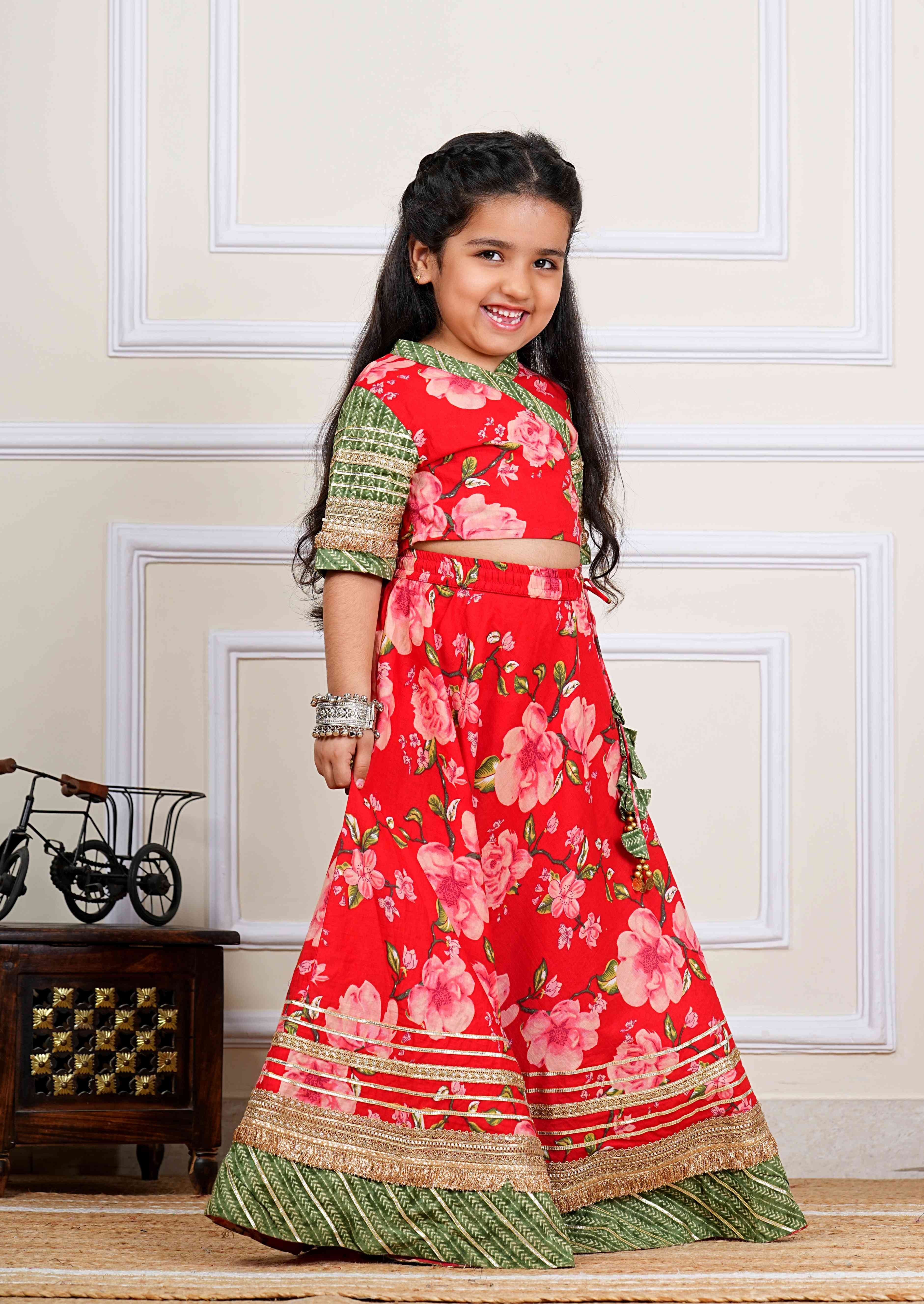 Handcrafted Floral Lehenga Choli Set for Girls