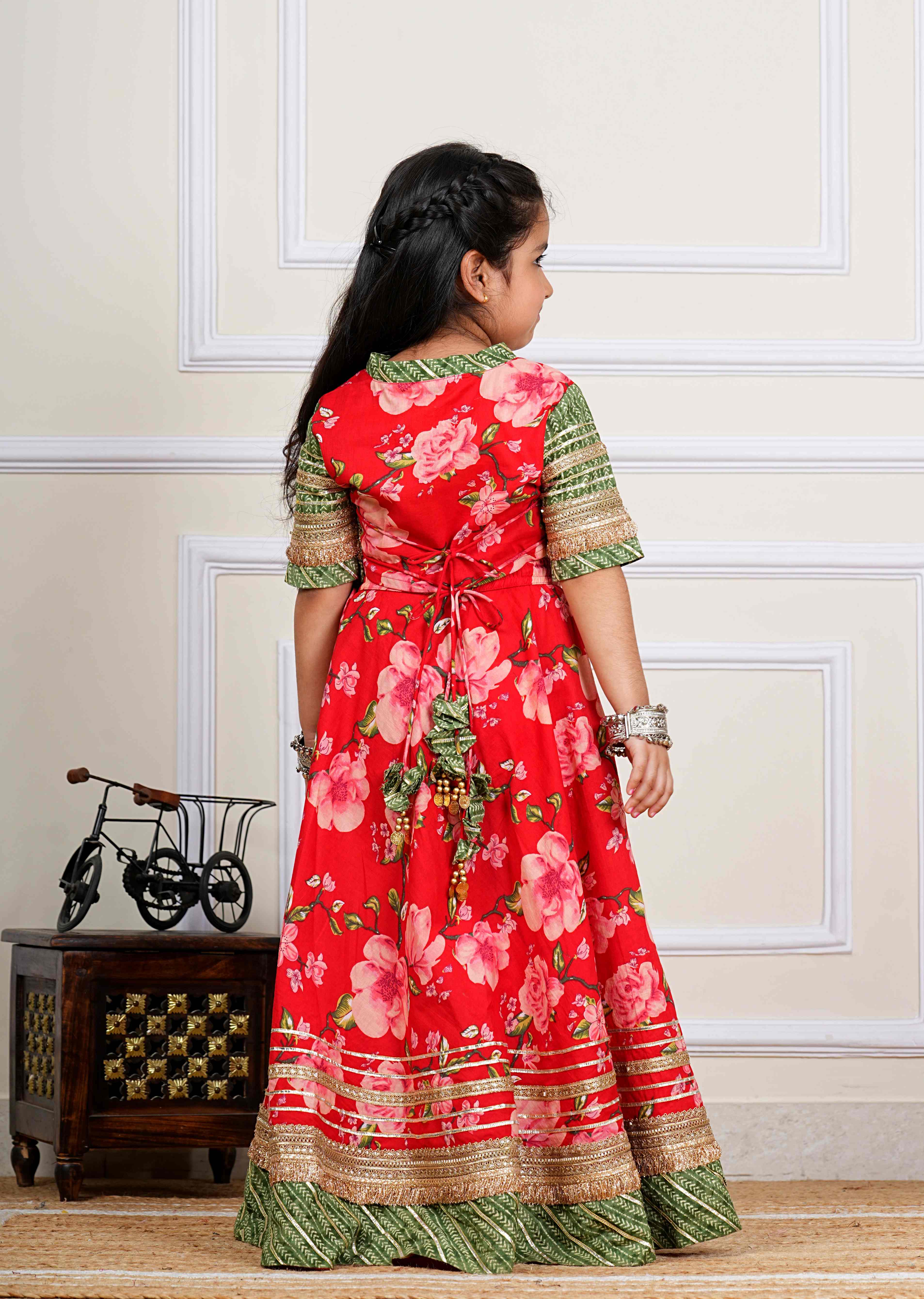 Handcrafted Floral Lehenga Choli Set for Girls