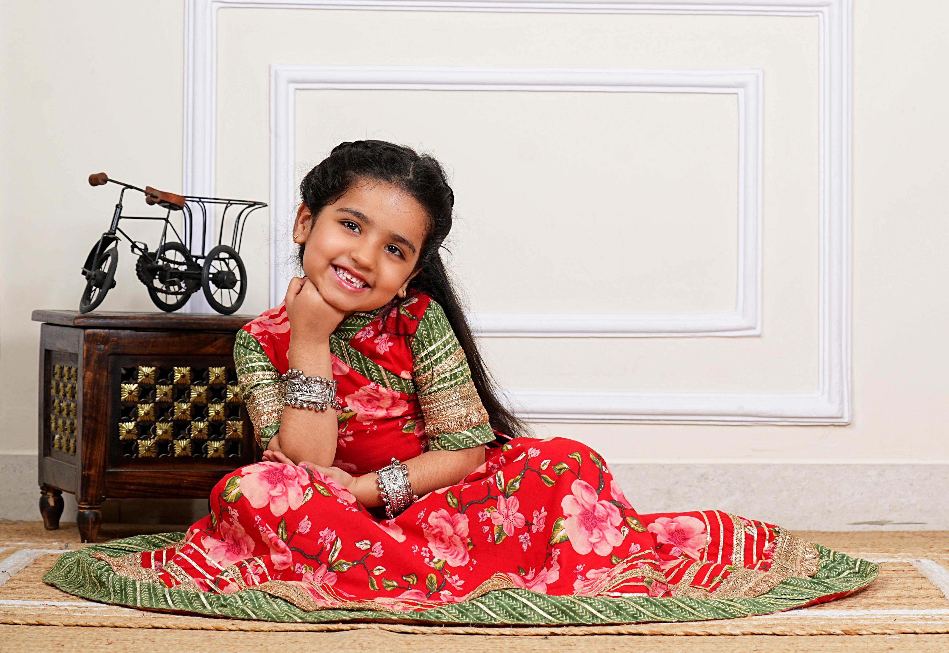 Handcrafted Floral Lehenga Choli Set for Girls