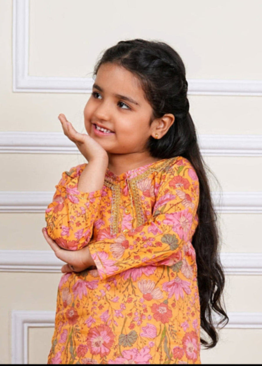 Jaipuri Cotton Kurti and Sharara Set for Girls