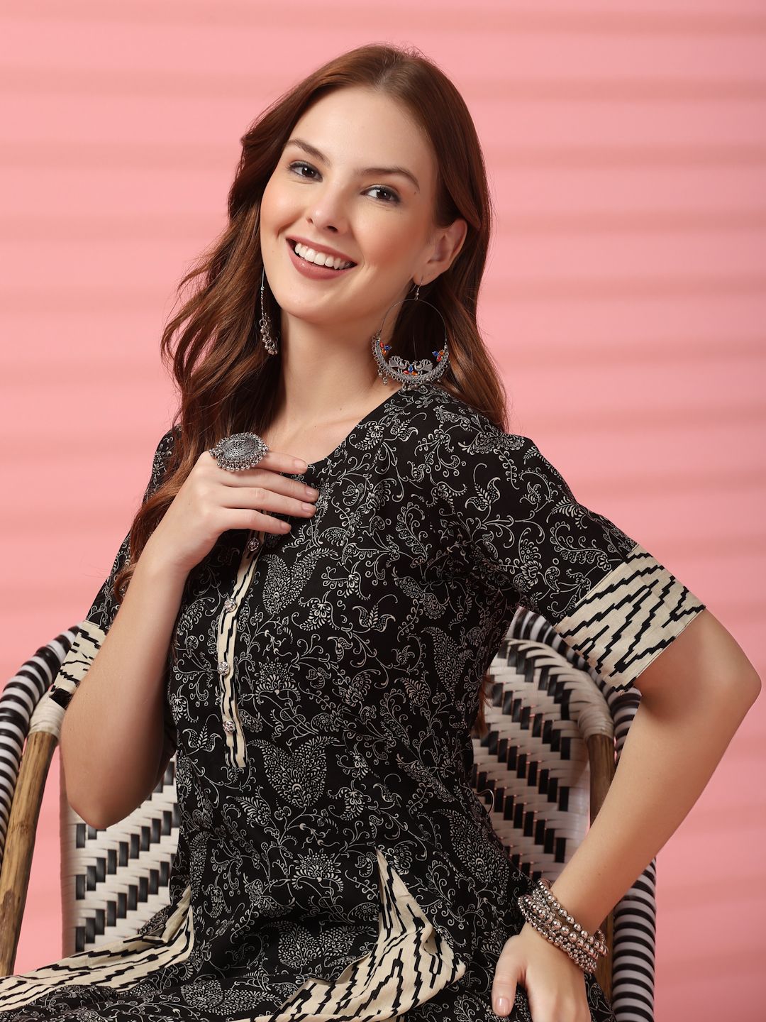 Heritage Print Fit & Flare Kurta Only For Women