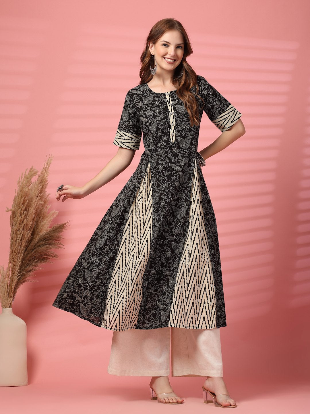 Heritage Print Fit & Flare Kurta Only For Women
