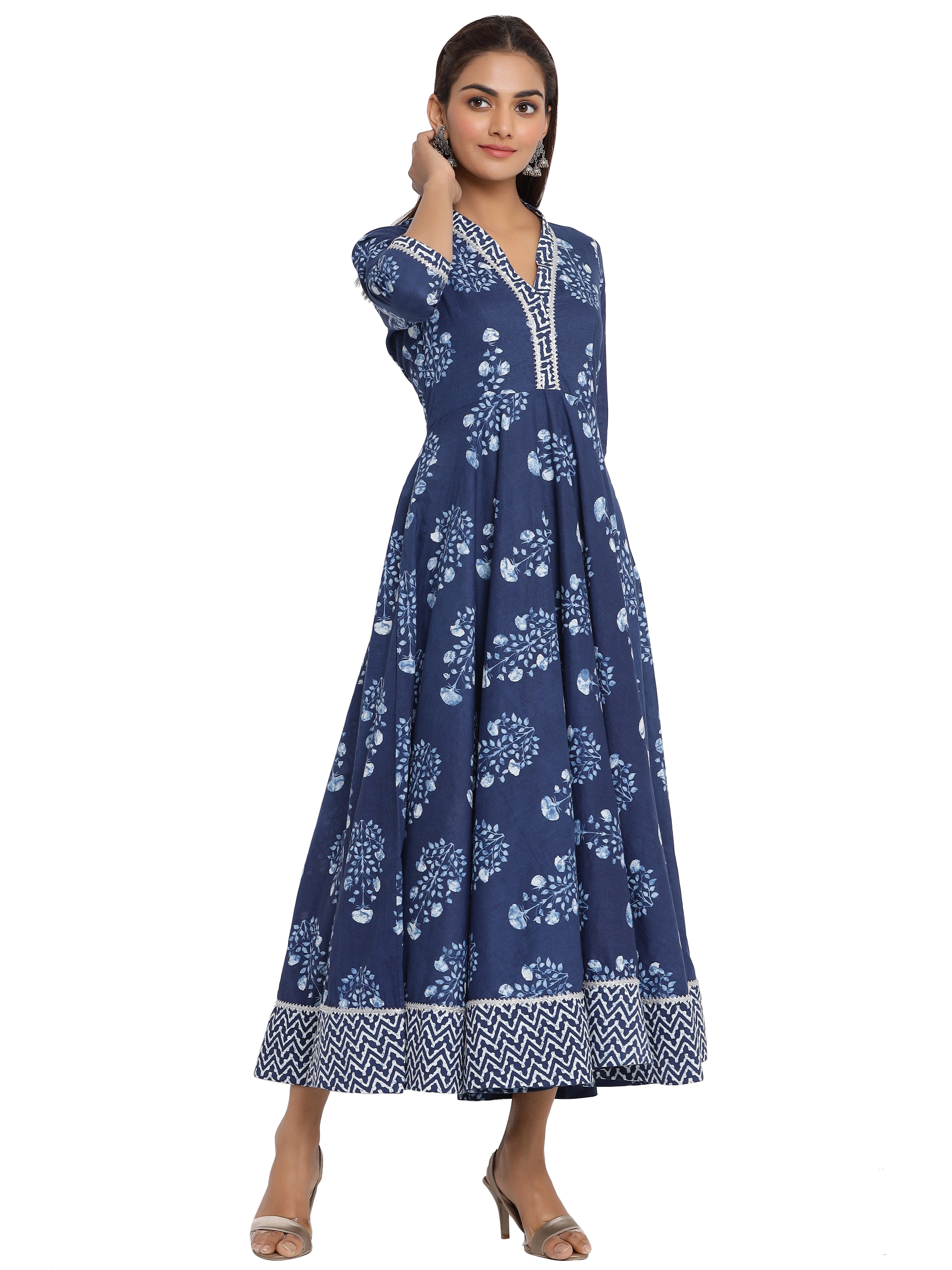 Lässiges Kurti aus Baumwolle mit Doodle-Print für Damen