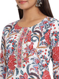 White Traditional Jaipuri Straight Kurta For Women
