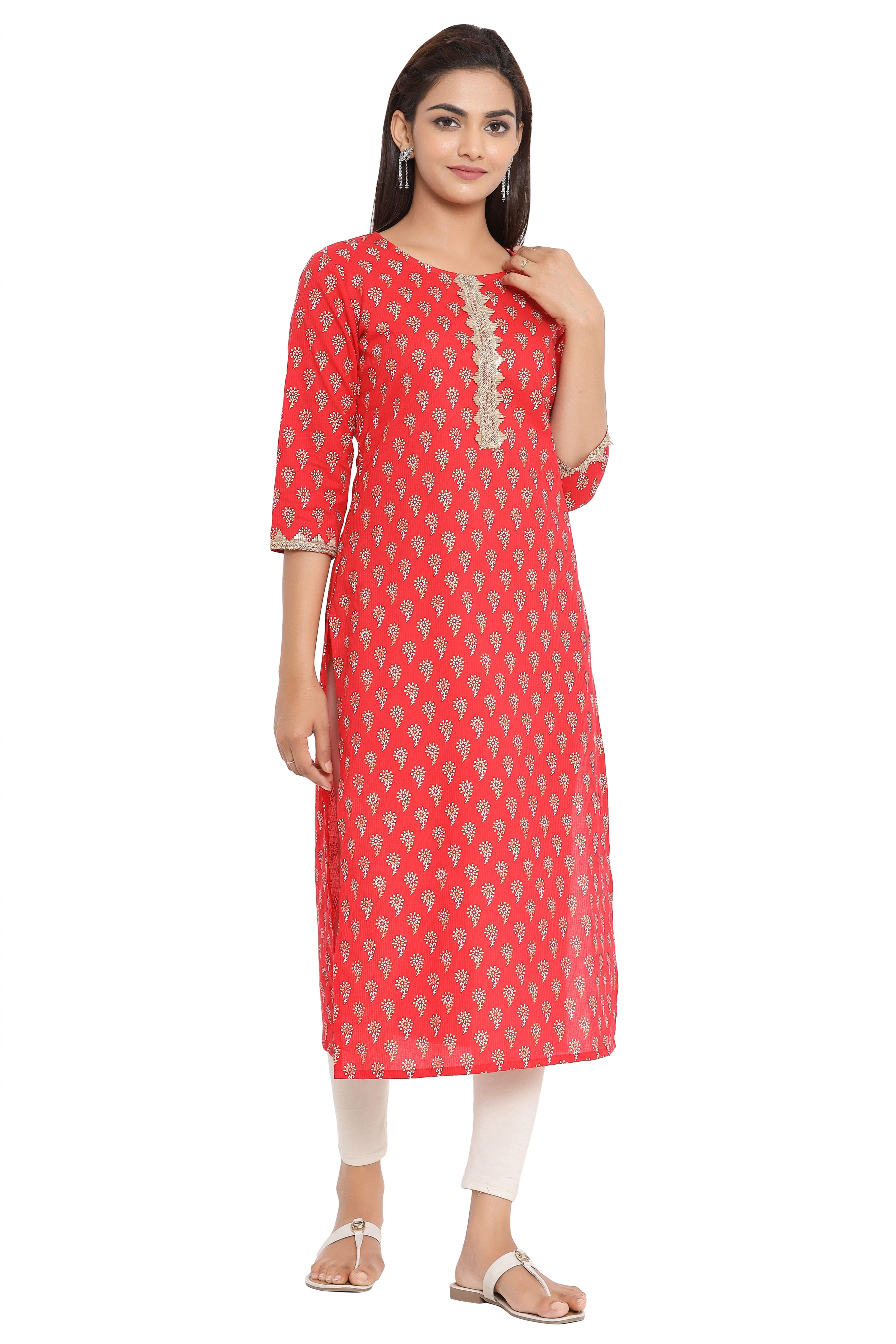 Pure Jaipuri Cotton Kurta with Paisley Print for Women