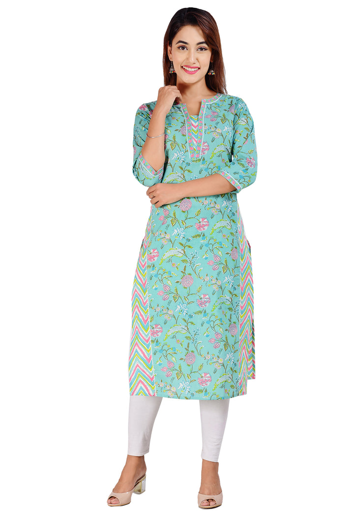 Lässiges Kurti aus Baumwolle mit Doodle-Print für Damen