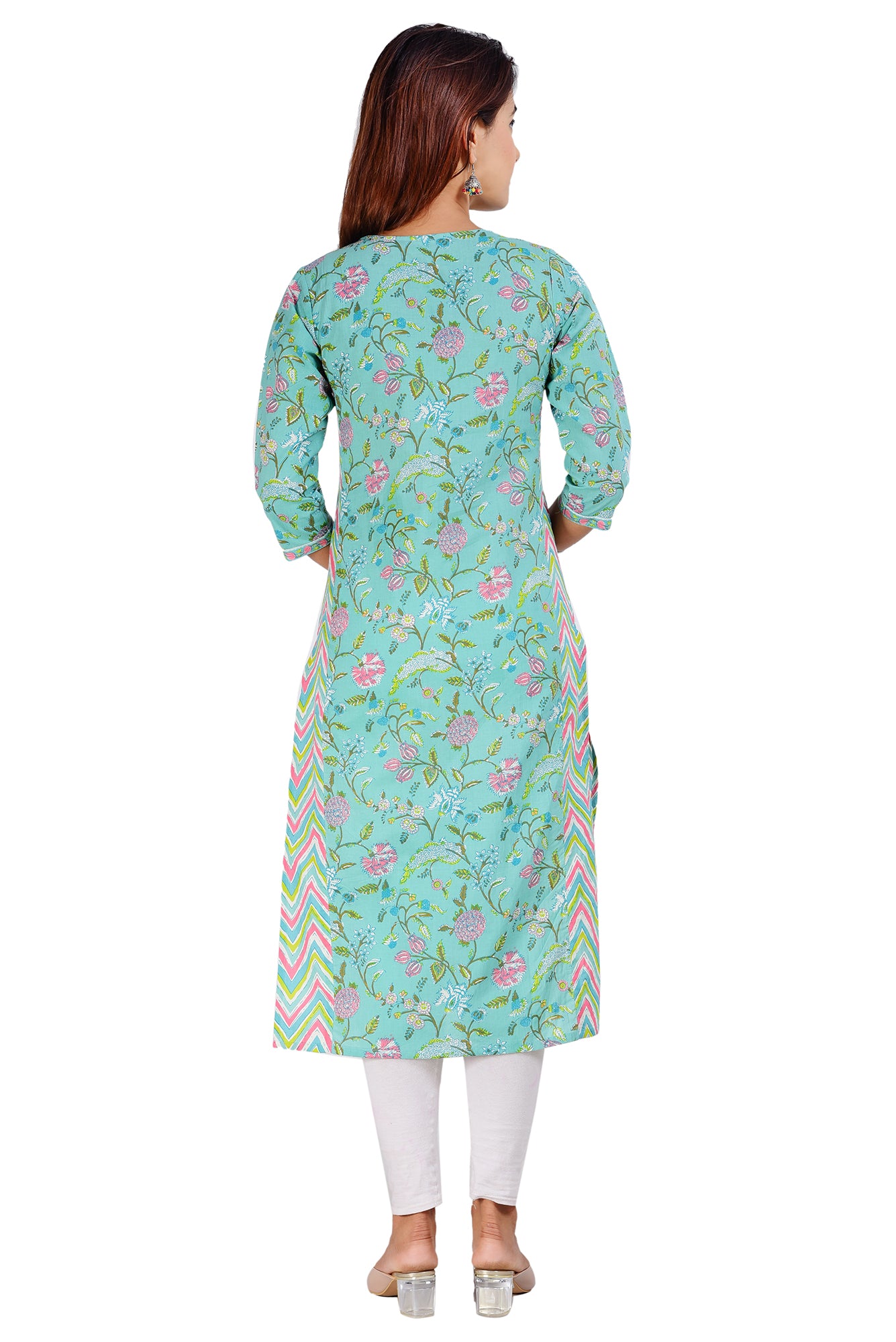 Sea Green Traditional Jaipuri Kurta For Women