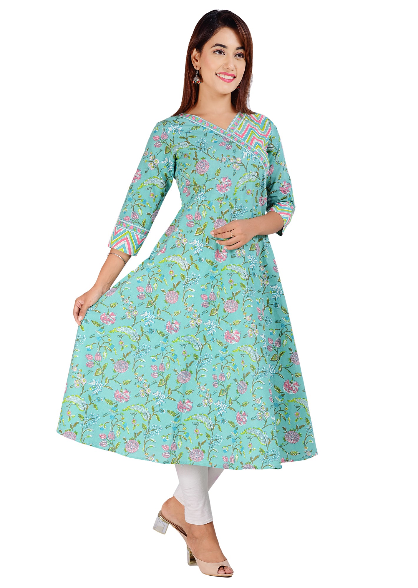 Kurti décontracté en coton imprimé Doodle pour femmes
