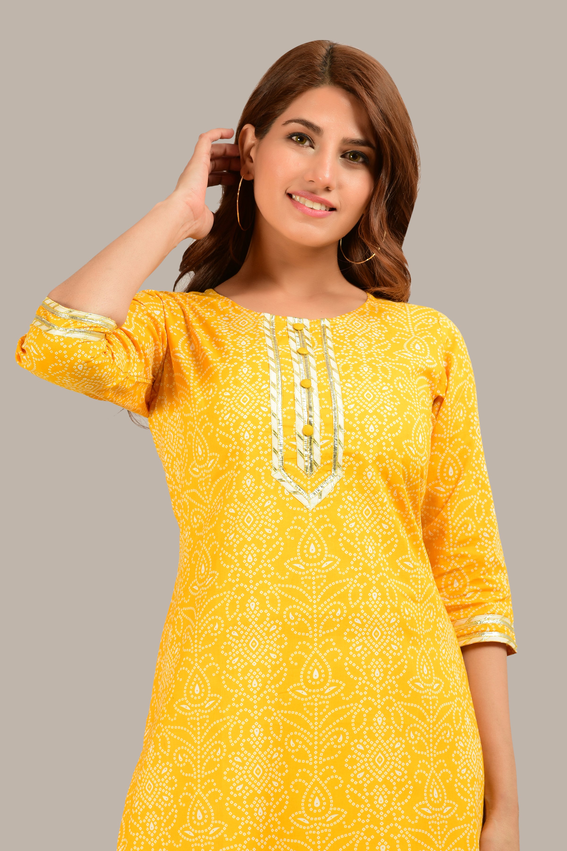 Pure Jaipuri Cotton Kurta with Bandhej Print for Women