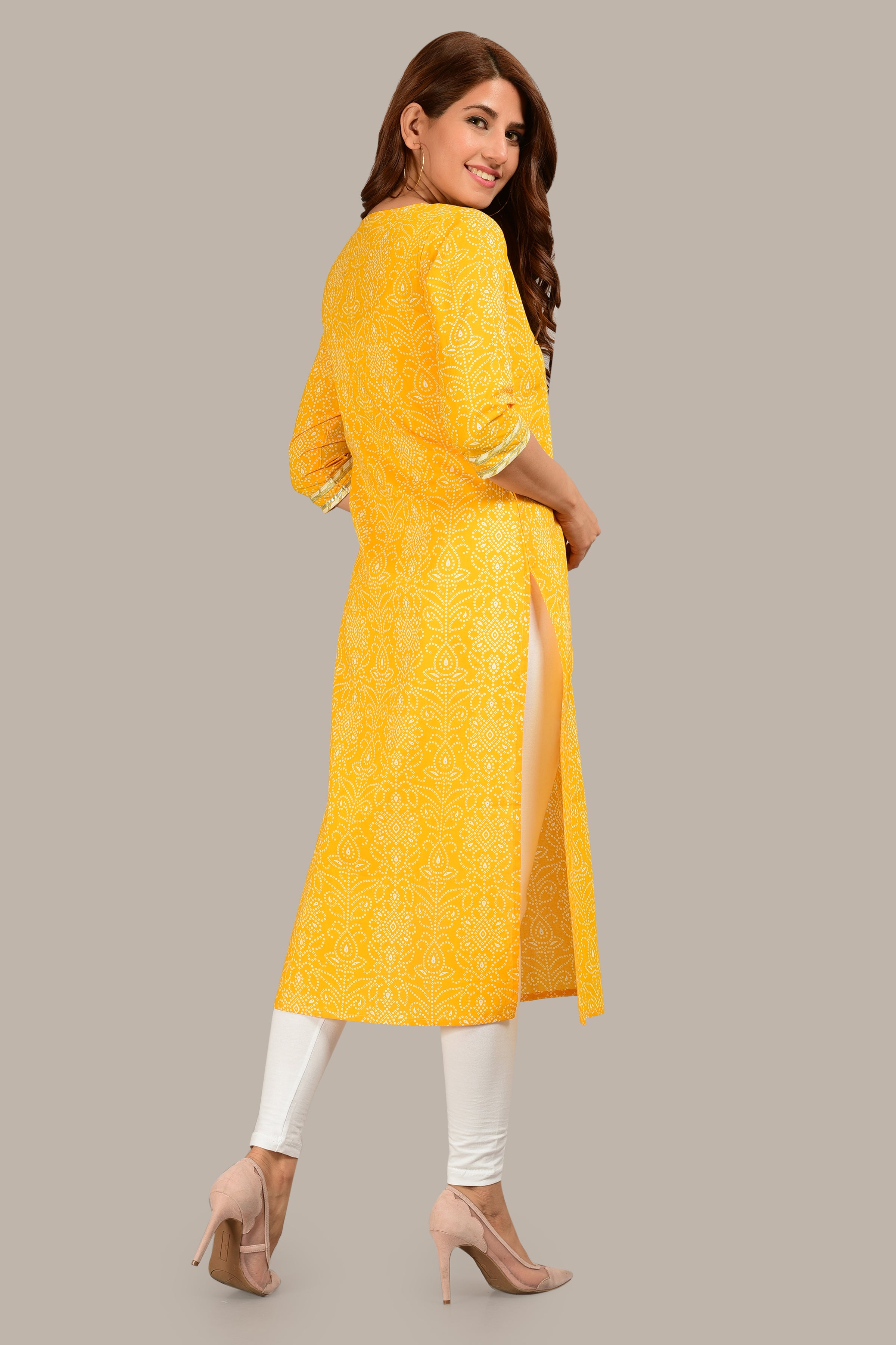 Pure Jaipuri Cotton Kurta with Bandhej Print for Women