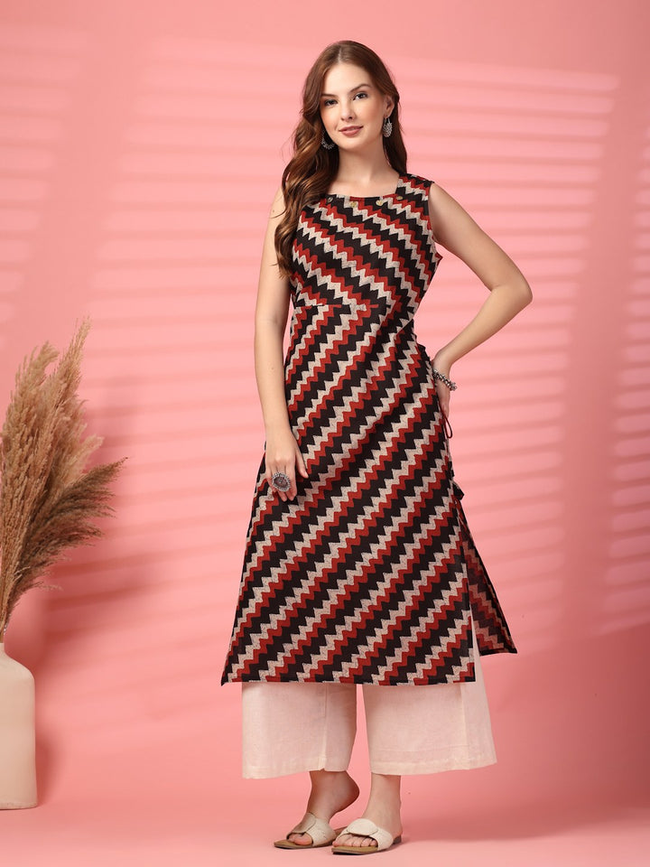 Kurti décontracté en coton imprimé Doodle pour femmes