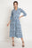 Pure Cotton Blue Fit & Flare Midi Dress for Women