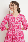Handcrafted Rajasthani Ikat Cotton Dress for Women