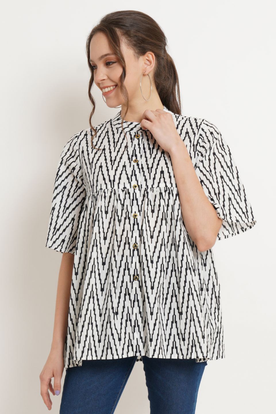 Haut caftan en coton bohème chic pour femme