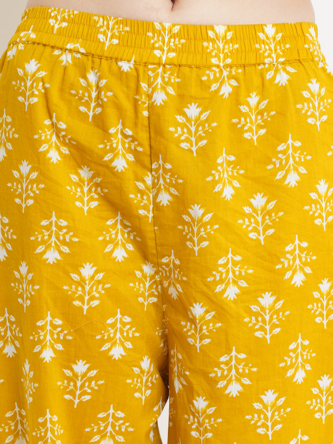 Ensemble Kurta et Palazzo en coton jaune moutarde pour femme
