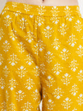 Ensemble Kurta et Palazzo en coton jaune moutarde pour femme