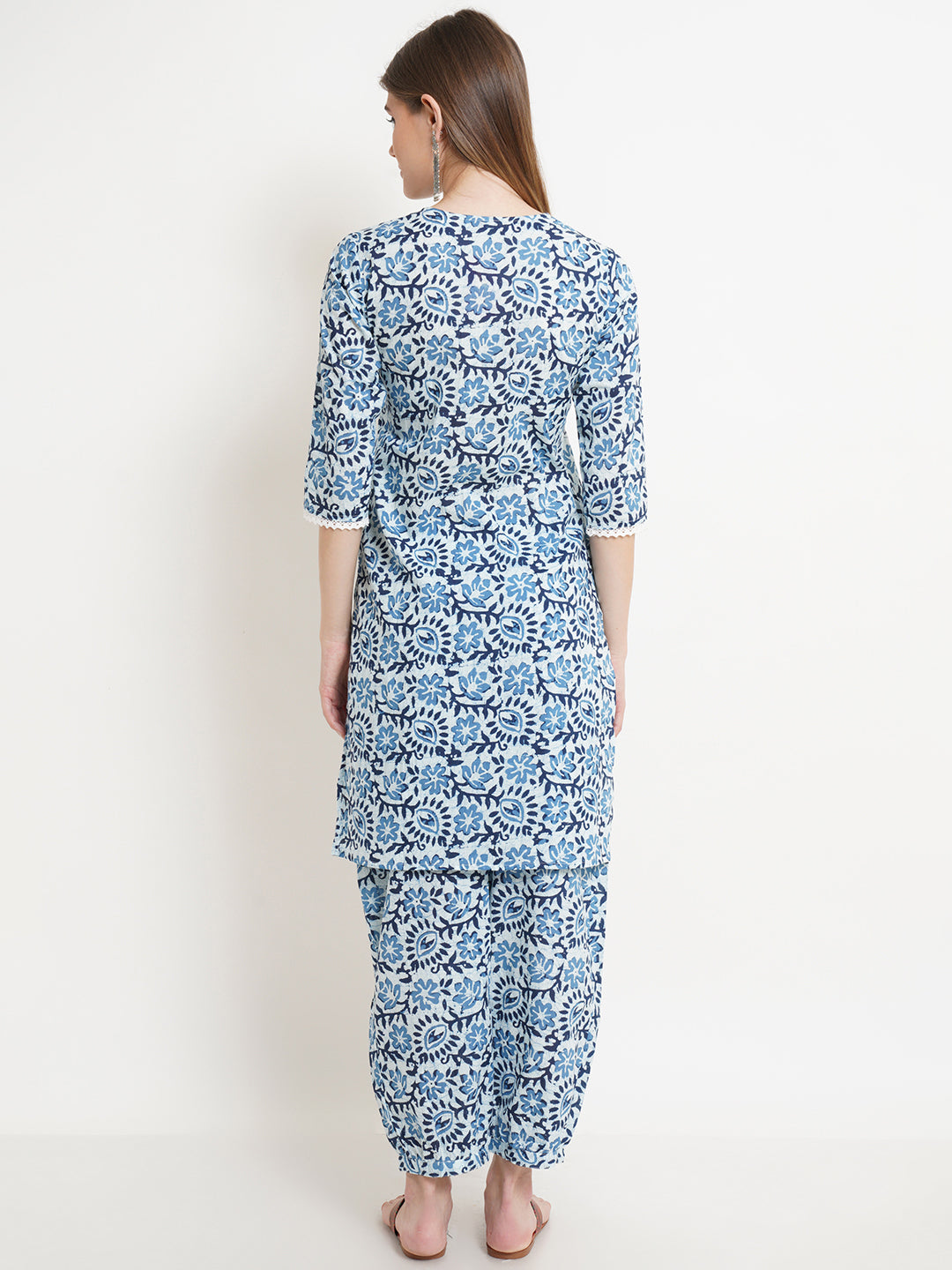 Ensemble Kurta et Palazzo en coton jaune moutarde pour femme